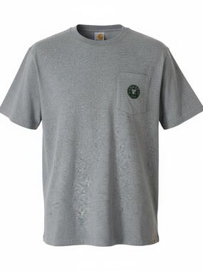 Carhartt Short-Sleeve Pocket Tee in Heather Gray with Green Patch